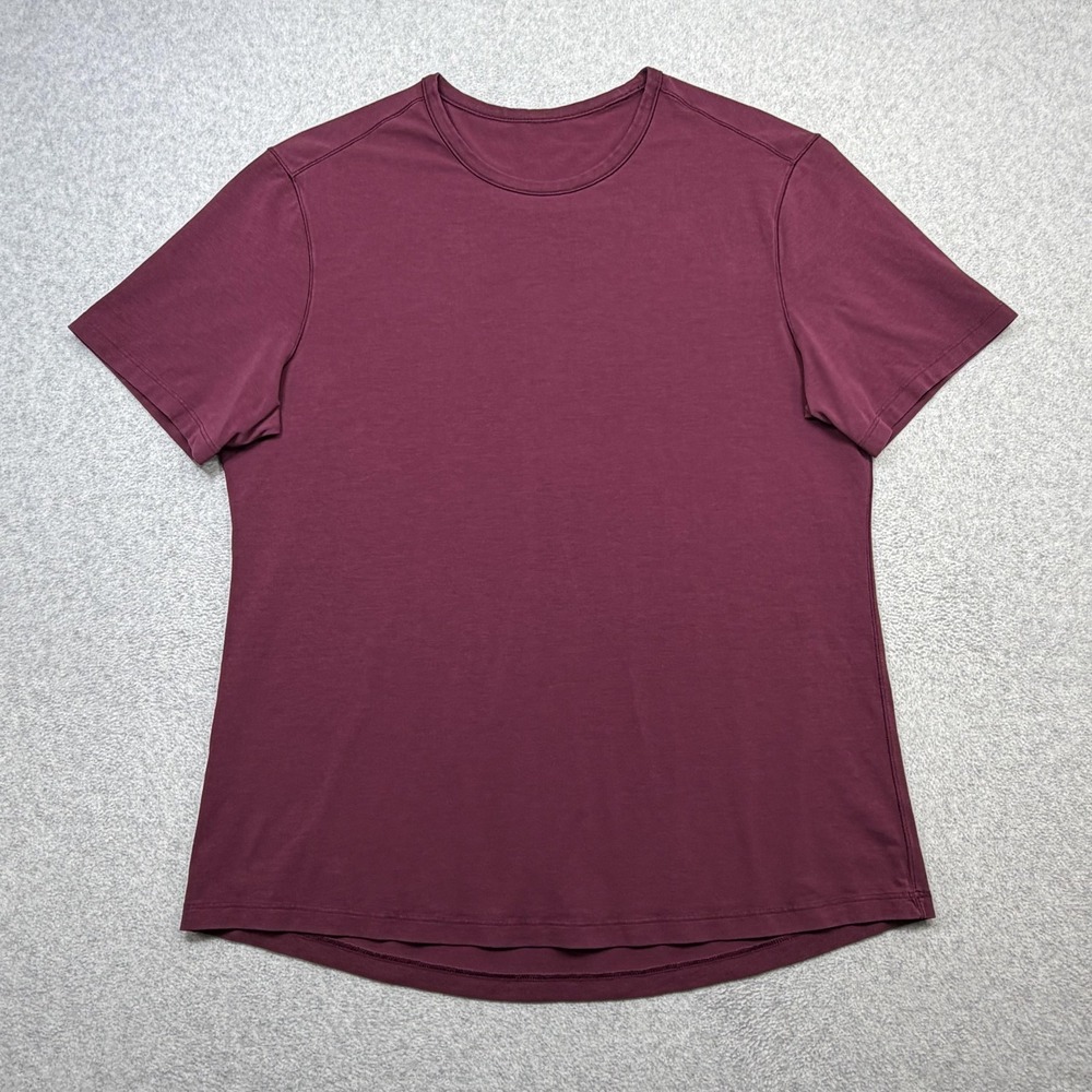 Lululemon T Shirt Men Large Burgundy Soft Jersey Short Sleeve Crew Tee Casual